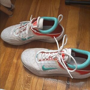 Nike Court Zoom NXT White and Aqua Tennis Shoes